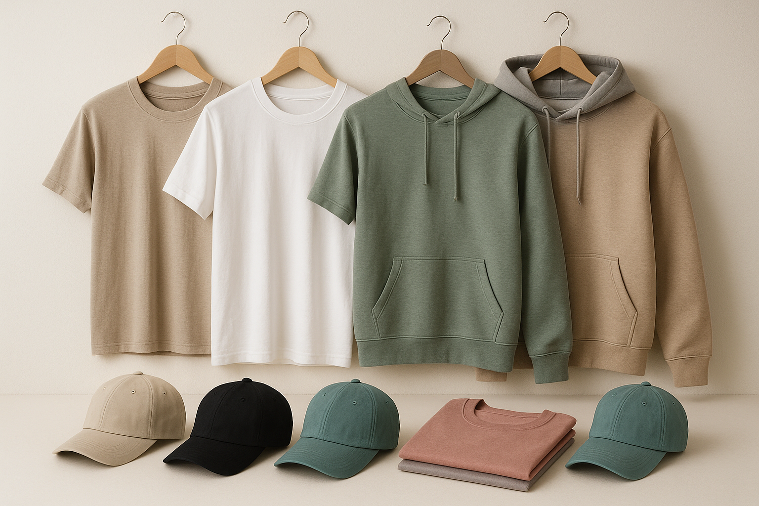 Shirts, caps and hoodies